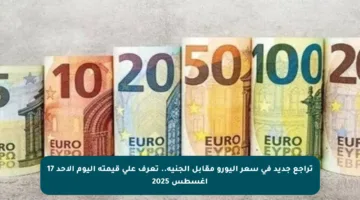 تراجع جديد في سعر اليورو مقابل الجنيه.. تعرف على قيمته اليوم الأحد 17 أغسطس 2025